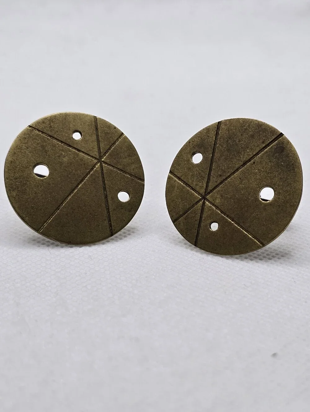 Handcrafted Studio Cufflinks Brass Sterling Mid-century Minimalist Atomic